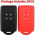 thumbnail image 2 of 2 Piezas Accesorios para Llaves de Coche Renault (Negro+Rojo), Compatibles con Renault Smart Key 4 Llaves, Funda de Silicona Suave con Llavero - para Clio/Espace 5/Master Bus/Talisman/Megane USW, 2 of 5