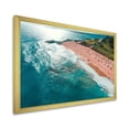 thumbnail image 2 of Designart "Aerial View of Beach in Blue and Pink IV" Beach Framed Wall Art Decor - Coastal Pink Beach & Ocean Entryway Framed Wall Art, 2 of 6