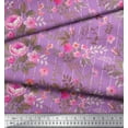 thumbnail image 3 of Soimoi Tissu en Coton Canard Rayé, Feuilles & Roses Imprimé Floral 1 Yard 42 Pouces de Large, 3 of 3