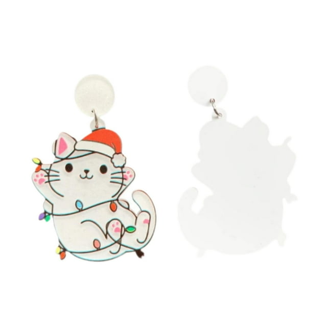 Lindos pendientes de gato navideños para mujer, regalo decorativo, acrílico, ligero, colgantes, dijes para atuendos festivos, fiestas de graduación