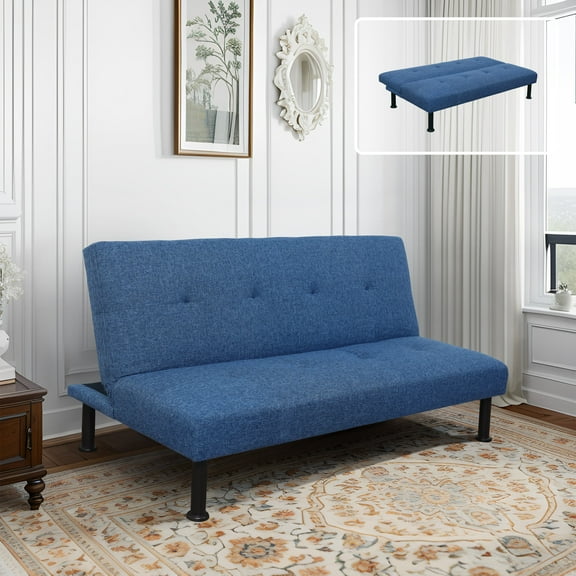 Convertible Grey Linen Sofabed for Living Room - Space - Saving Multifunctional Furniture