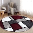 thumbnail image 5 of World Rug Gallery Contemporary Modern Boxed Color Block Red 6'6" Round Rug, 5 of 7