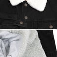 thumbnail image 3 of Men’s Classic Button Up Sherpa Fleece Lined Cotton Denim Trucker Jean Jacket (Black, M), 3 of 3