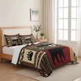 thumbnail image 5 of Quilts Queen Size Bedding Set, Lodge Bear Cabin Lightweight Quilted Comforter, Vintage Brown Buffalo Plaid Boho Soft Reversible Bedspread Coverlet with Pillow Covers for All Season, 90" x 96", 5 of 9