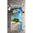 thumbnail image 2 of Ambesonne Tropic Quilted Coverlet 2 Pcs, Suuny Ocean Palm Trees, Twin Size, White Green Blue, 2 of 2