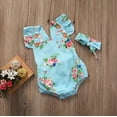 thumbnail image 6 of Douhoow 0-24M Baby Girls Floral Romper Newborn One-piece Bodysuit Headband, 6 of 8