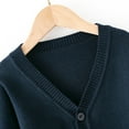 thumbnail image 5 of GYRATEDREAM Toddler Girls Boys Cardigans Sweater Coat Kids Long Sleeve Button down Open-Front Knitwear Jacket Children Solid Color Fall Winter Warm Clothes School Uniform for 3-10 Years Navy Blue, 5 of 8