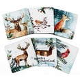 thumbnail image 1 of Inkdotpot Set of 6 Drink Coasters DecorativeNon-SlipCork Base4-inch Square PrintedCoastersEasy Clean, Winter Wonderland, 1 of 8