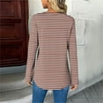 thumbnail image 7 of JUSLIO Button-Up Shirts for Women Striped Graphic Blouses Fashion Long sleeve V Neck Blouses Brown S, 7 of 7