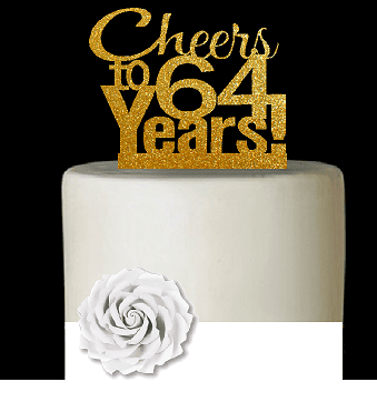 Cake Topper 64th Birthday Party Anniversary NEW Large Rhinestone  NUMBER 64 