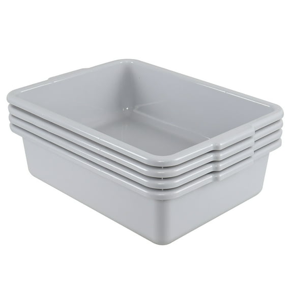 Utiao 22 Liter Large Commercial Bus Tub, 4-Pack Plastic Bus Tray, Grey