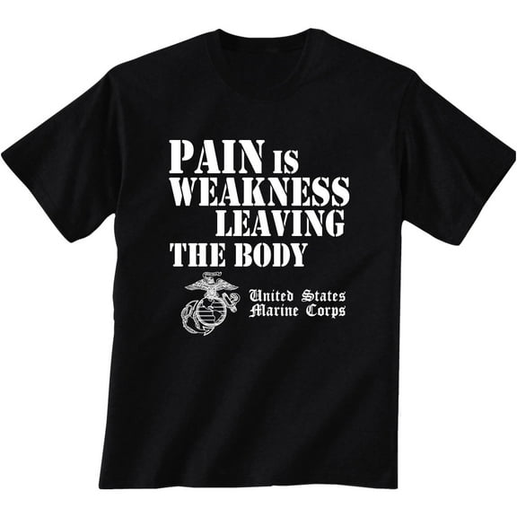 USMC Pain is Weakness Leaving the Body Short Sleeve T-Shirt in black