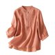 thumbnail image 2 of Fiudx Camisas para Mujer Camiseta Holgada Informal con Bordado de Color Liso para Mujer, Camisetas de Manga Corta y Blusa de Lino, 2 of 6