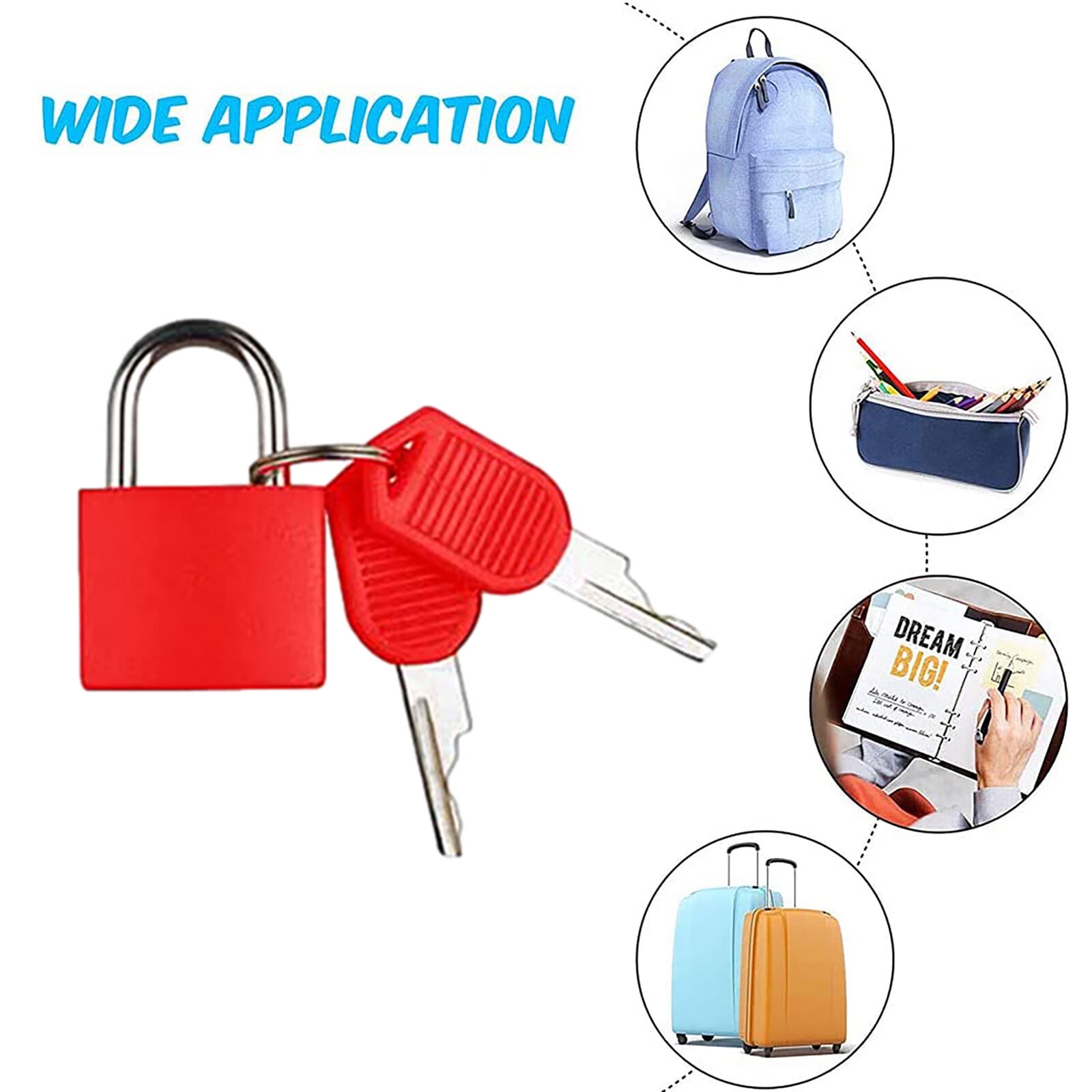 Sehao Suitcase Lock Mini Padlock with Key Small Lock School Bag