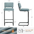 thumbnail image 6 of ONEVOG 30''H Bar Height Stools Set of 2, Morden Bar stools with Velvet and Black Metal Legs, Upholstered Bar Stool for Kitchen Island, Blue, 6 of 7