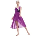 thumbnail image 6 of IBTOM CASTLE Women Sequin Lyrical Dance Dress Adult Contemporary High Low Tulle Chiffon Skirt Praise Dancewear XL Purple, 6 of 8