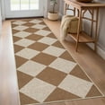 thumbnail image 2 of Garvee 2'x8' Modern Checkered Runner Rug Washable Geometric Carpet, Contemporary Accent Rug Non Slip Low Pile Indoor Outdoor Floor Mats for Bedroom Hallway Kitchen, Coffee, 2 of 7