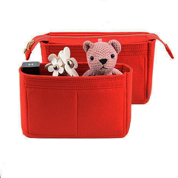 2pcs Handbag Organizer Insert Felt Purse Organizer With Zip For Lv Neonoe Noe Series Red Walmart Com Walmart Com