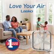 Lasko 20 Classic Box Fan with Weather-Resistant Motor, Portable Cooling Floor or Window Fan, 3 Speeds, White, B20200