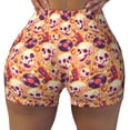 thumbnail image 2 of Goofa Skull rock record Printed Workout Shorts Women Seamless Scrunch Butt Lifting High Waisted Gym Booty Shorts Elastic Workout Shorts-Medium, 2 of 8