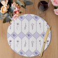 thumbnail image 3 of Purple Flowers Geometric Round 13 Inch Placemats Set of 6, Spring Floral Elegant Pastoral HeatResistant Non Slip Place Mats for Dining Table, Wipeable Braided Kitchen Table Mats for Housewarming, 3 of 9