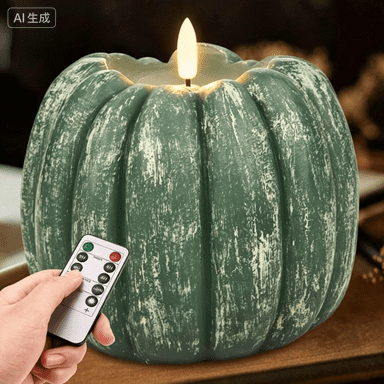 Fall Harvest Pumpkin LED Electronic Candle Lantern – Flickering Flameless Tealight for Halloween, Thanksgiving, and Autumn Home Decor(M)
