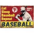 thumbnail image 1 of Letrero de hojalata de béisbol, letrero de hojalata vintage de metal, divertido letrero de hojalata con la frase "Eat Sleep Baseball Repeat" (Come, duerme, béisbol, repite) para decoración de pared,, 1 of 7