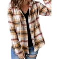 thumbnail image 3 of TWY Women Plaid Print Shirt Button Hoodie Pockets Outwear, 3 of 4