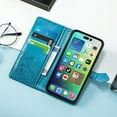 thumbnail image 4 of Feishell Embossed PU Leather Wallet Phone Case for Apple iPhone 15,Full Protection Magnetic Clasp Flip Stand Card Slots Shockproof Protective Cover with Hand Strap,Blue, 4 of 7