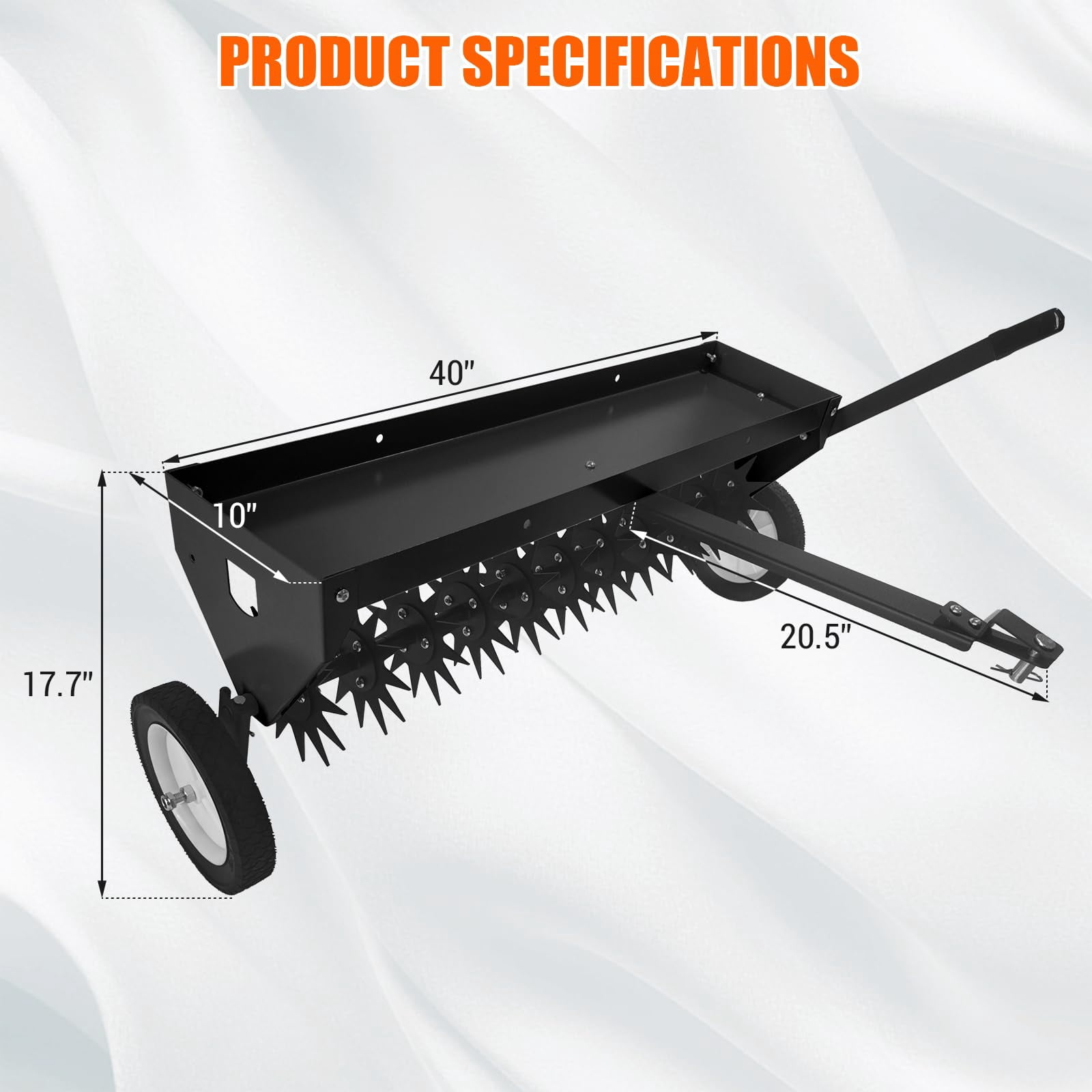 40 Inch Tow Behind Aerator, Plug Aerator for Lawn Tractor with Universal Hitch, Steel Coring Teeth & Transport Wheel, for Yard, Farm & Garden,Black