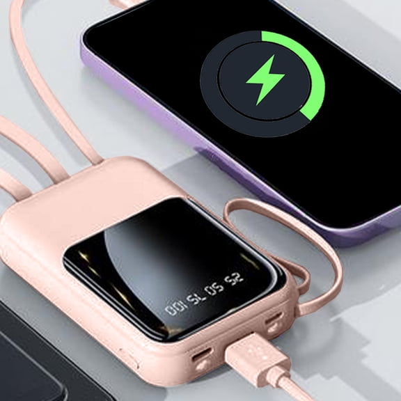 Portable Charger, Czzoypi 10000mAh Power Bank with Digital Display, Compact Fast Charging Battery for Multiple Devices LED Light Included, Pink