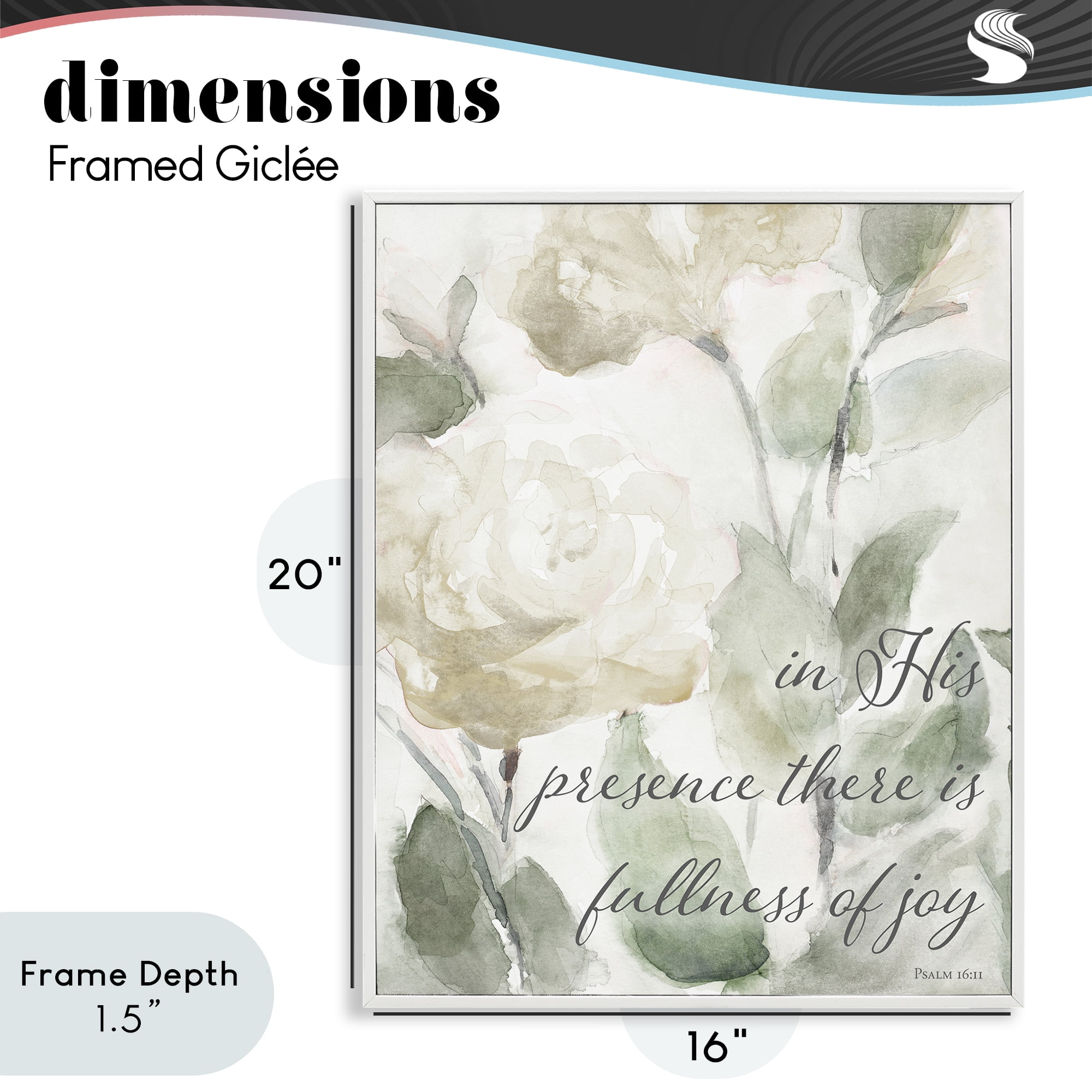 Stupell Industries His Presence Floral Scripture White Framed Giclee Art, design by Lanie Loreth