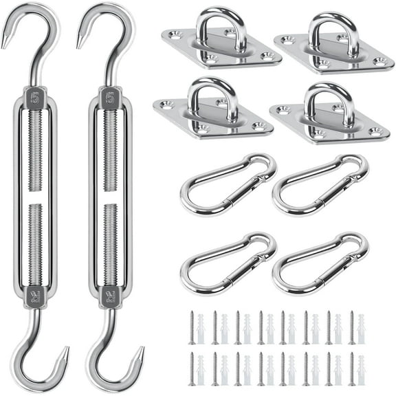 Awning Attachment Set, M5 Heavy Duty Sun Shade Sail Stainless Steel Hardware Kit for Rectangular/Triangles and Square, Suitable for Garden/Outdoor/Patio Lawn Sunshade Hooks