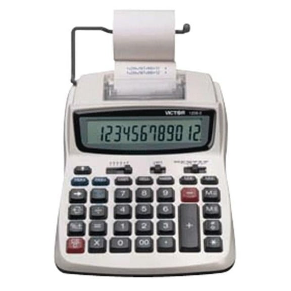 VICTOR TECHNOLOGY  Two-Color Compact Printing Calculator 12-Digit LCD Black/Red