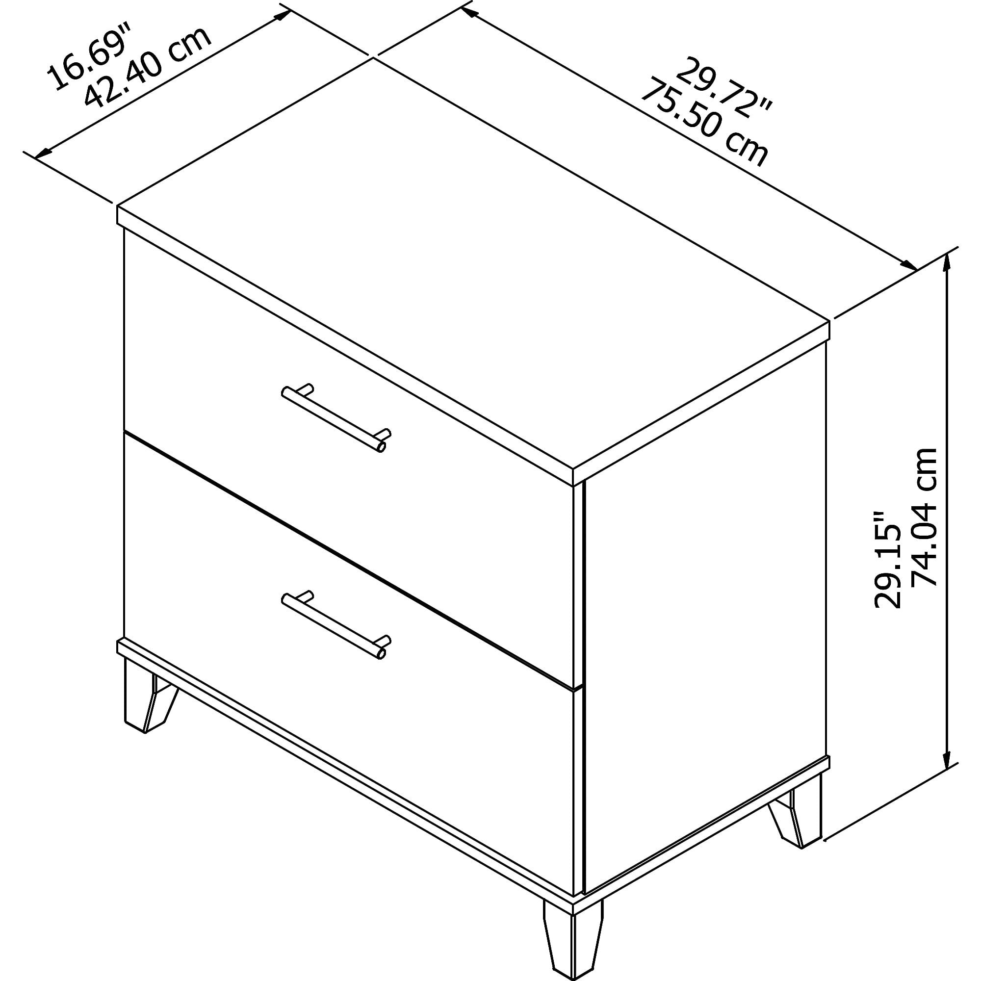 Bush Furniture Somerset 2 Drawer Lateral File Cabinet in Maple Cross Finish