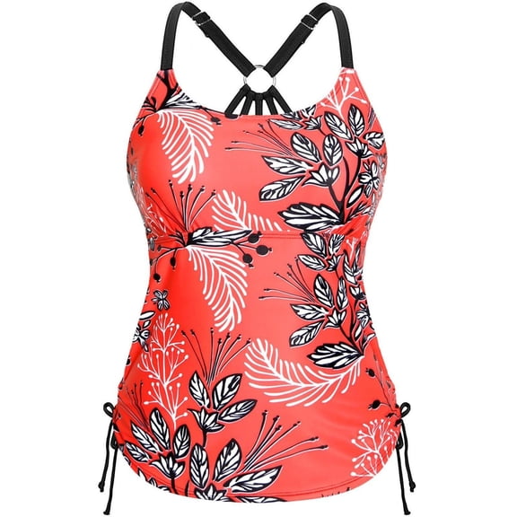 QNANSPI Swimwear Tops for Women, Bikini Tops for Women, Womens Vacation and Swim Floral Print String Detail Swimsuit Top