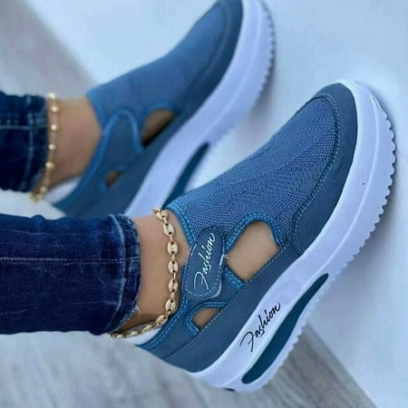 

2022 Women Mesh Casual Sneakers Summer Hollow Breathable Sport Platform Shoes Non-Slip Comfort Fashion Design Ladies Footwear