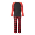 thumbnail image 6 of Christmas Family Matching Pajamas Set Santa Hat Letter Print Tops+Plaid Pants Xmas Holiday Pjs Sleepwear Loungwear, 6 of 7