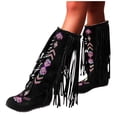 thumbnail image 5 of NOKIO Women'S Suede Knee High Boots Woman Style Women Heels Fringe Flock Chinese Boots Boots High Long Flat Tassel Nation Leather Fashion Knee Women's Boots Women'S Knee High Lace-Up Field Boots, 5 of 6