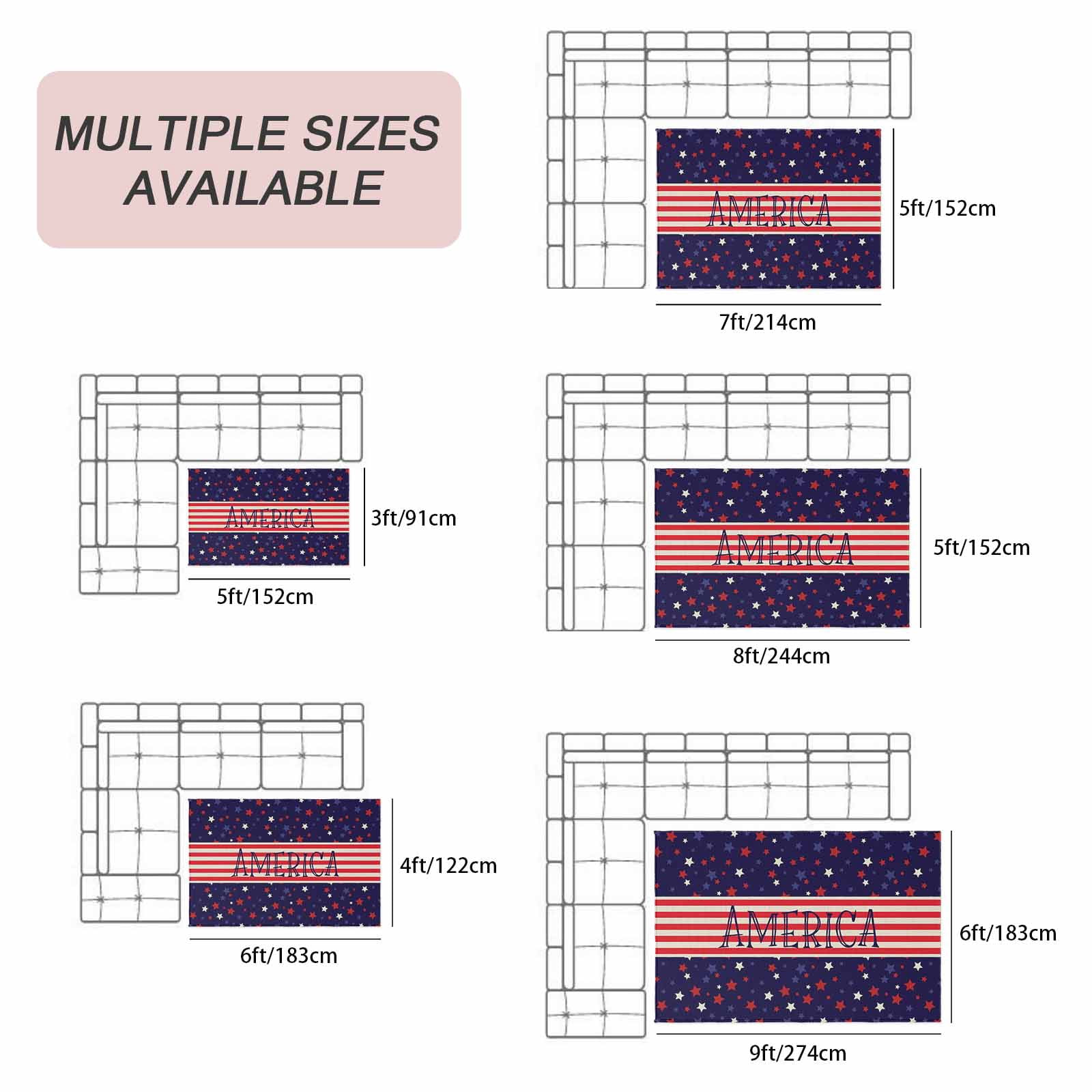 American Flag Outdoor Rug for Patio/Deck/Porch, Non-Slip Large Area Rug 3 x 5 Ft, Independence Day Red Blue Star Striped Indoor Outdoor Rugs Washable Area Rugs, Reversible Camping Rug Carpet Runner