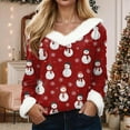 thumbnail image 2 of Rotm Santa Dress Women Womens Sexy Plush Trim V-Neck Christmas Tops Casual Holiday Party Blouses T-Shirts Hot Pink,3XL, 2 of 6