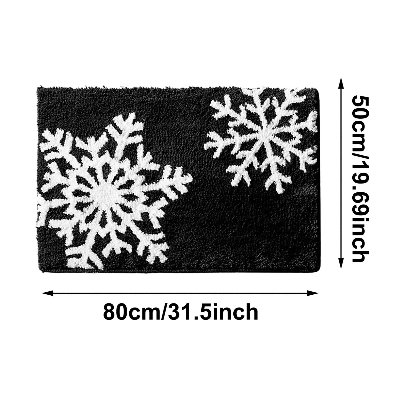 Christmas Snowflake Bath Mat, Soft Absorbent Bath Rug with Non- Back, Plush Winter Bathroom Carpet for Shower Tub Sink Floor Decor