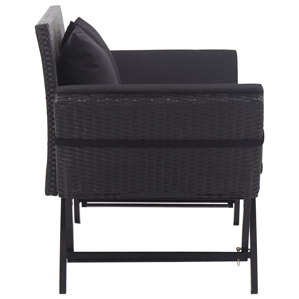 Kepooman Sun Bed, 2-in-1 Convertible Day Bed for Patio, Outdoor Garden Bench with Cushions, Balck Kepooman Sun Bed, 2-in-1 Convertible Day Bed for Patio, Outdoor Garden Bench with Cushions, Balck