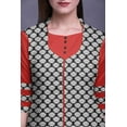 thumbnail image 5 of Bimba Rayon Slub Straight Kurti 3/4 Sleeve Printed Tunic Top Summer Clothing, 5 of 6
