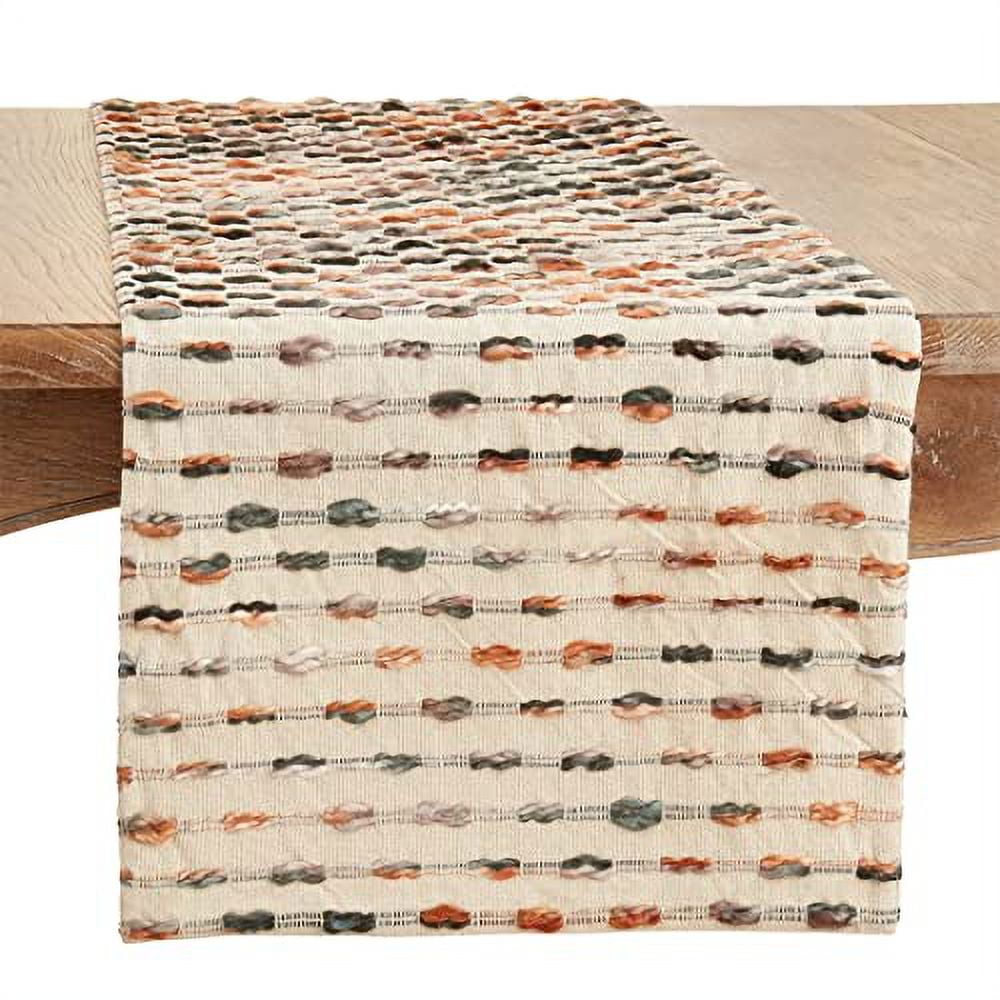 Multicolor Woven Cotton Table Runner with Striped Design