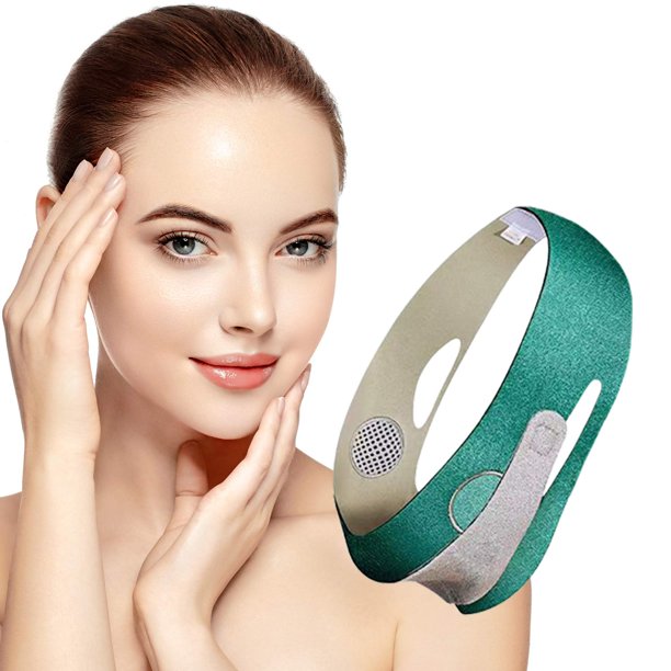 Correa adelgazante facial, reductor de mentón doble, adelgazador de mentón para mujeres y hombres, cinturón adelgazante de elevación en forma de V, cinturón de elevación de mentón doble - verde Sincero Juguete