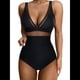 thumbnail image 3 of Traje de Baño de con Control de Abdomen para Mujer, Push Up, Cintura Alta. Negro S, 3 of 10