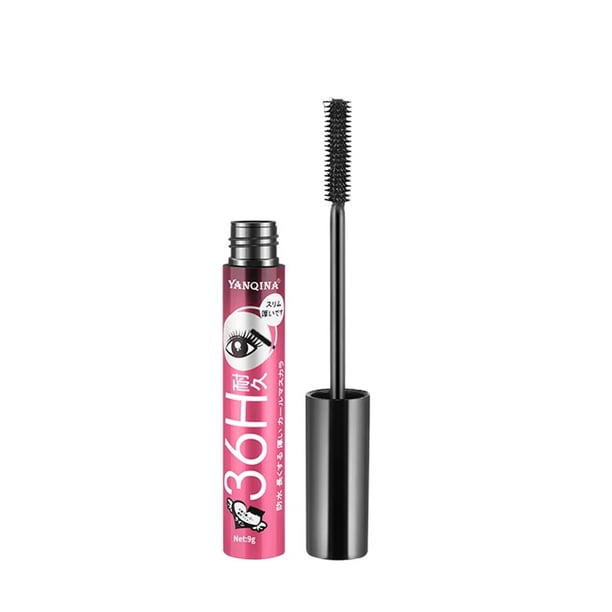 YANQINA 36H - Máscara de pestañas negra resistente al agua con fibra de seda, maquillaje 3D, extensión de pestañas, pestañas negras gruesas y alargadas, cosméticas
