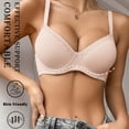 thumbnail image 5 of Gymayou Women Underwire Adjustment Bra With Delicate Lace Trim Smooth Molded Cup Push Up Bra Side Support Gather Full Coverage Bra Beige 70B, 5 of 8