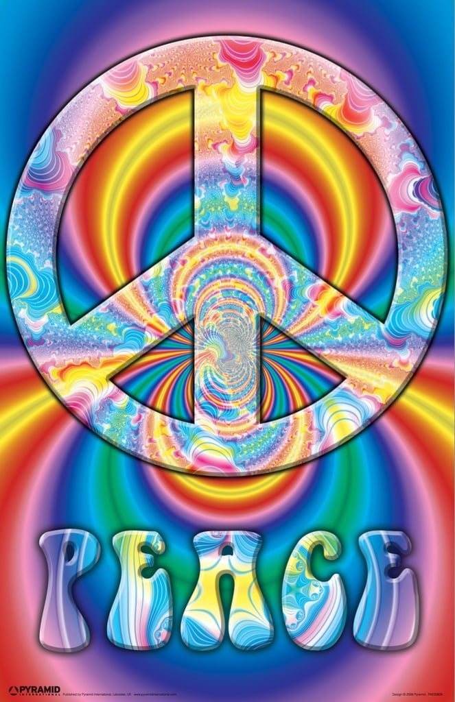 Peace Symbol Psychedelic Trippy Free Love Rainbow Color 60s 70s Poster 11x17 inch - Walmart.com